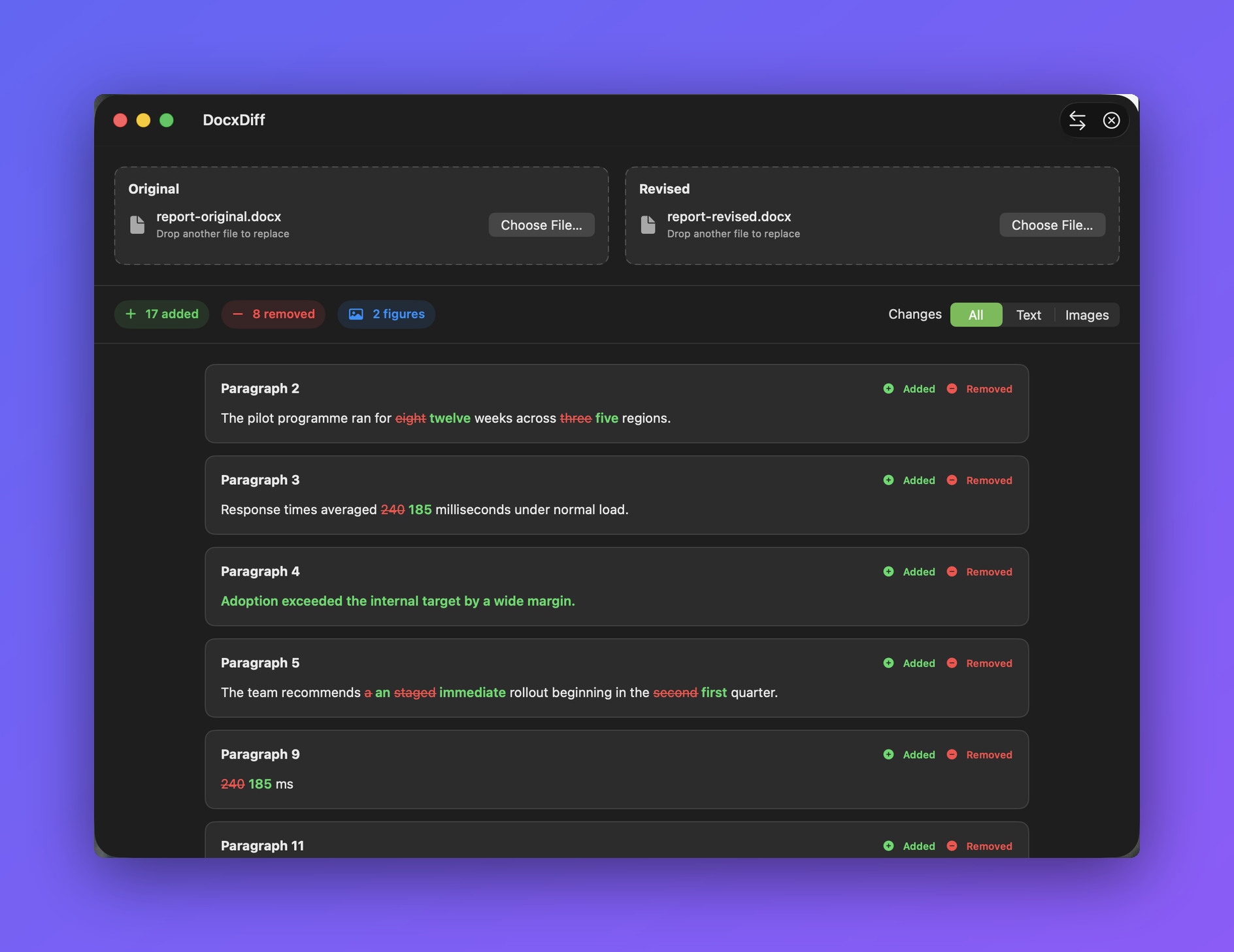 DocxDiff screenshot
