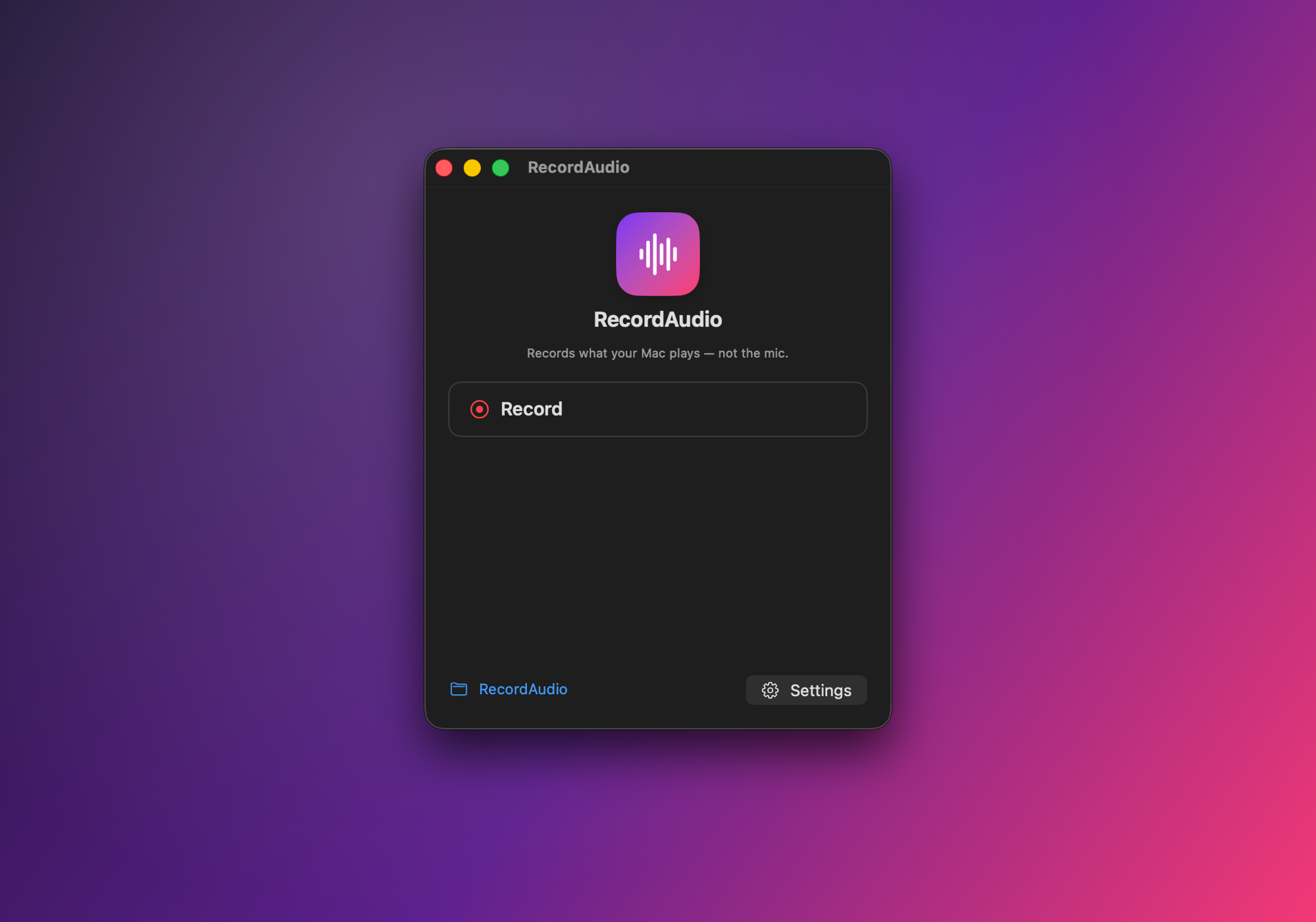 RecordAudio app window